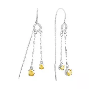 Серьги с цитринами и фианитами Линии Любви