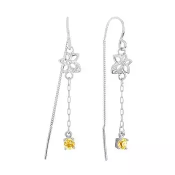 Серьги с цитринами и фианитами Линии Любви