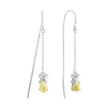 Серьги с цитринами и фианитами Линии Любви