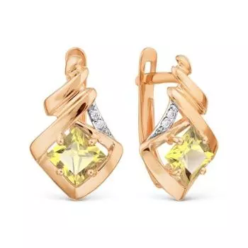 Серьги с цитринами и фианитами Линии Любви