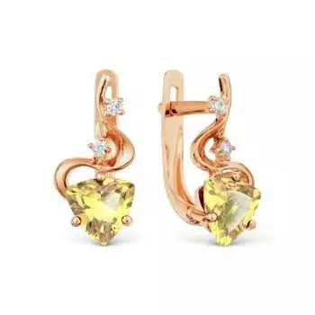 Серьги с цитринами и фианитами Линии Любви