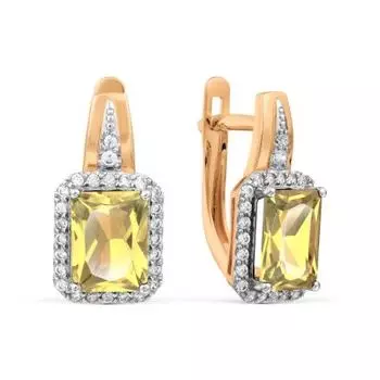 Серьги с цитринами и фианитами Линии Любви