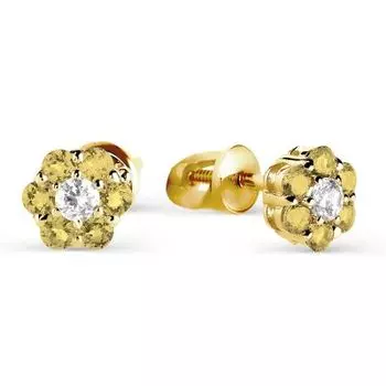 Серьги с цитринами и фианитами Линии Любви