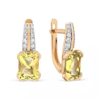 Серьги с цитринами и фианитами Линии Любви