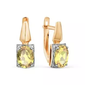 Серьги с цитринами и фианитами Линии Любви