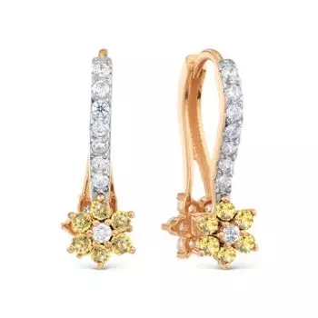 Серьги с цитринами и фианитами Линии Любви