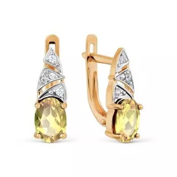 Серьги с цитринами и фианитами Линии Любви