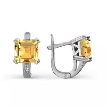 Серьги с цитринами и фианитами Линии Любви