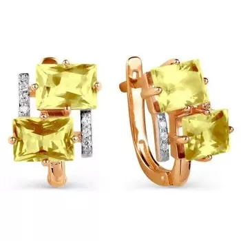 Серьги с цитринами и фианитами Линии Любви