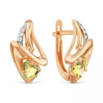 Серьги с цитринами и фианитами Линии Любви