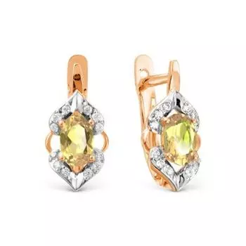 Серьги с цитринами и фианитами Линии Любви