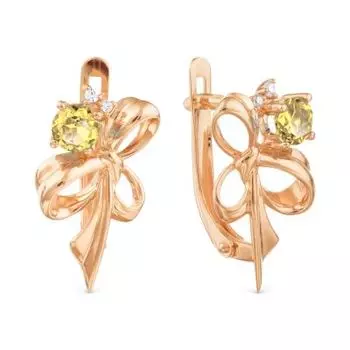 Серьги с цитринами и фианитами Линии Любви