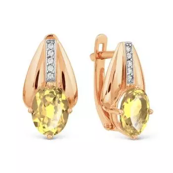 Серьги с цитринами и фианитами Линии Любви