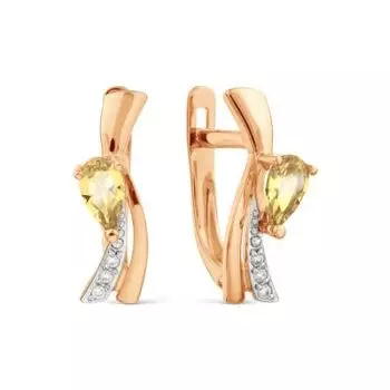 Серьги с цитринами и фианитами Линии Любви