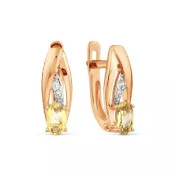 Серьги с цитринами и фианитами Линии Любви