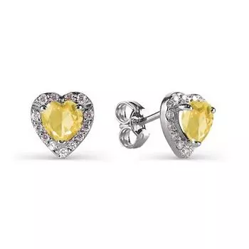 Серьги с цитринами и фианитами Линии Любви