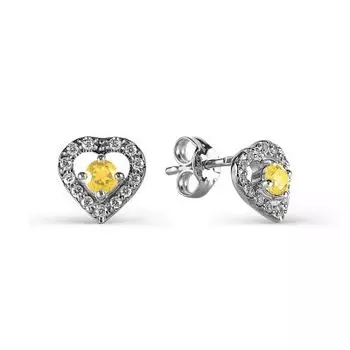 Серьги с цитринами и фианитами Линии Любви