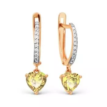 Серьги с цитринами и фианитами Линии Любви