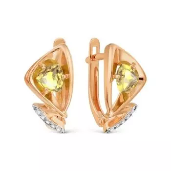 Серьги с цитринами и фианитами Линии Любви