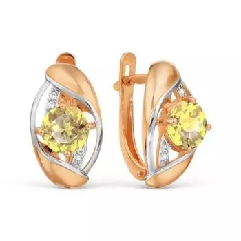 Серьги с цитринами и фианитами Линии Любви