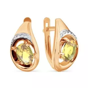 Серьги с цитринами и фианитами Линии Любви