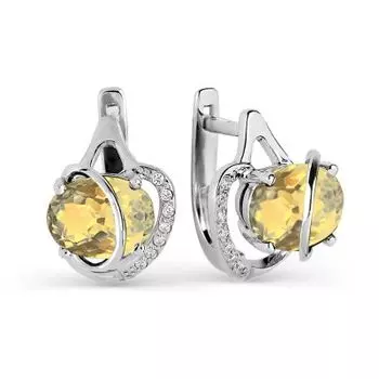 Серьги с цитринами и фианитами Линии Любви