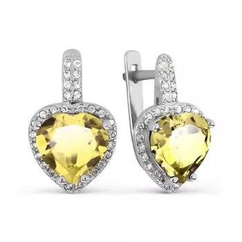 Серьги с цитринами и фианитами Линии Любви