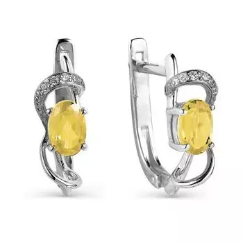 Серьги с цитринами и фианитами Линии Любви