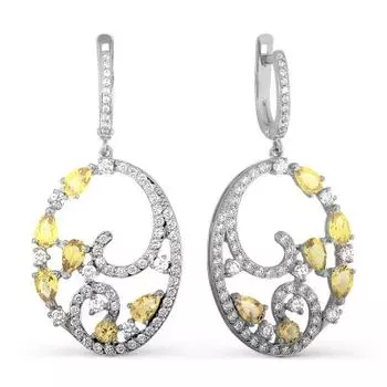 Серьги с цитринами и фианитами Линии Любви