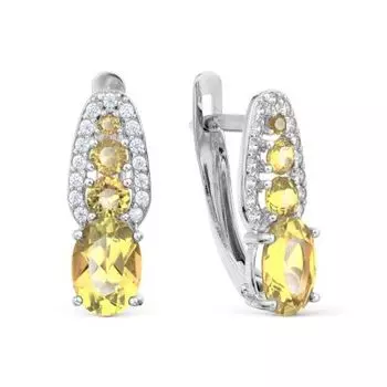 Серьги с цитринами и фианитами Линии Любви