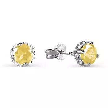 Серьги с цитринами и фианитами Линии Любви