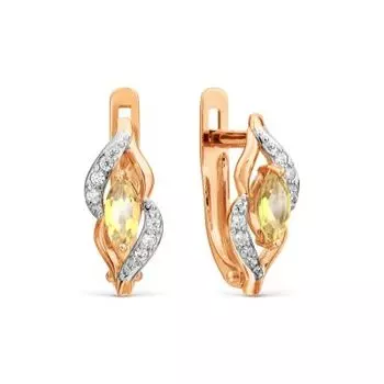 Серьги с цитринами и фианитами Линии Любви