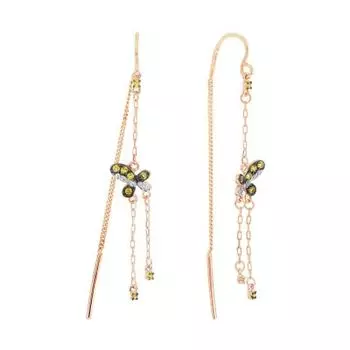 Серьги с цитринами и фианитами Линии Любви