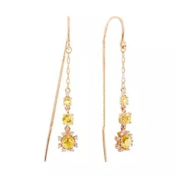 Серьги с цитринами и фианитами Линии Любви