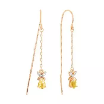 Серьги с цитринами и фианитами Линии Любви