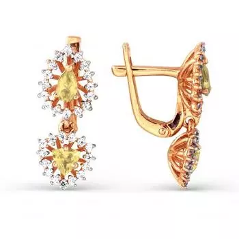 Серьги с цитринами и фианитами Линии Любви