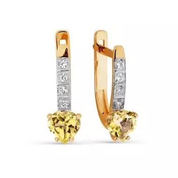 Серьги с цитринами и фианитами Линии Любви