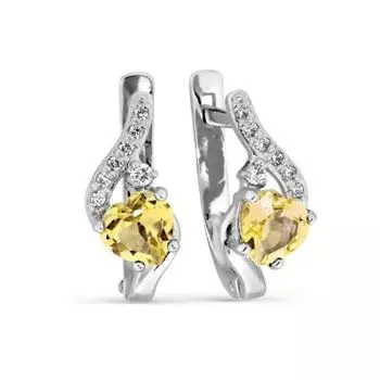 Серьги с цитринами и фианитами Линии Любви