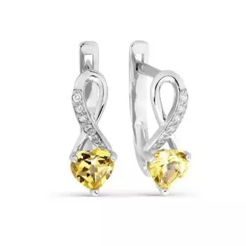 Серьги с цитринами и фианитами Линии Любви
