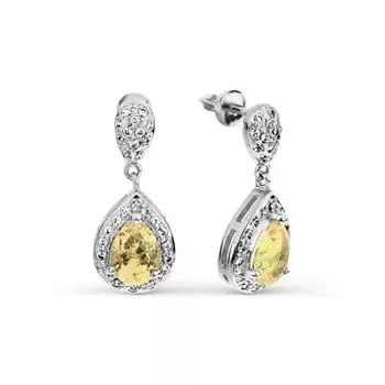 Серьги с цитринами и фианитами Линии Любви