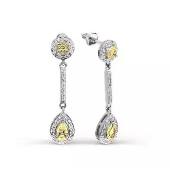 Серьги с цитринами и фианитами Линии Любви