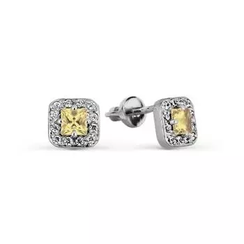 Серьги с цитринами и фианитами Линии Любви