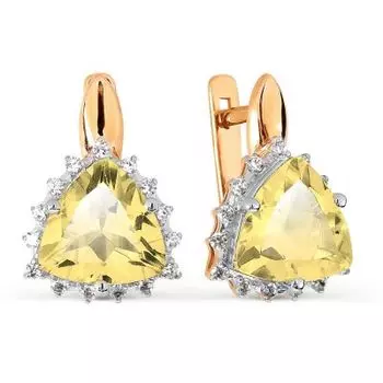 Серьги с цитринами и фианитами Линии Любви