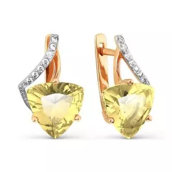 Серьги с цитринами и фианитами Линии Любви