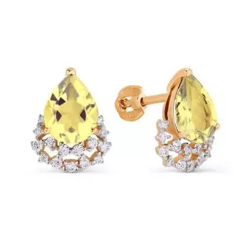 Серьги с цитринами и фианитами Линии Любви