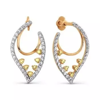 Серьги с цитринами и фианитами Линии Любви