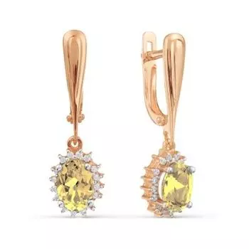 Серьги с цитринами и фианитами Линии Любви