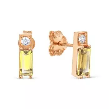 Серьги с цитринами и фианитами Линии Любви