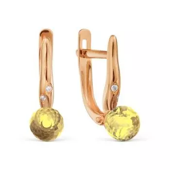 Серьги с цитринами и фианитами Линии Любви