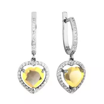 Серьги с цитринами и фианитами Линии Любви